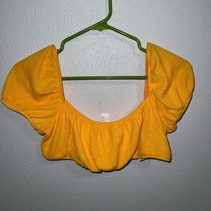 Cropped puff sleeve top